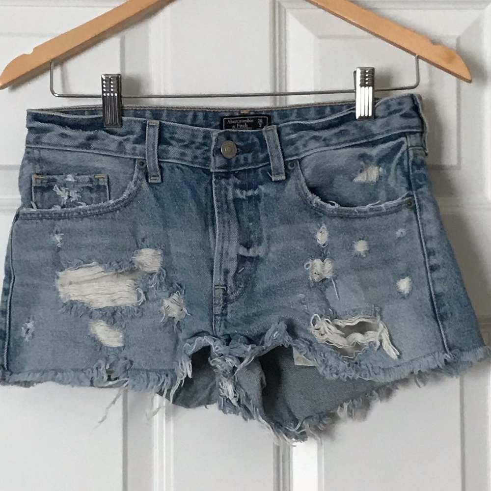 Abercrombie distressed jean shorts